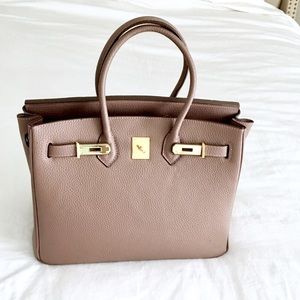 Mauve structured handbag tote 35cm